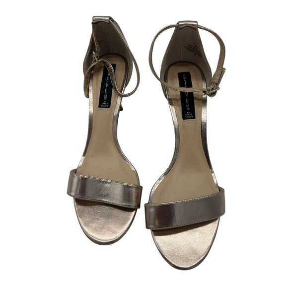Steven By Steve Madden Vienna Sandals Size 8.5M Metallic Gold Heeled Slingback - Picture 1 of 14